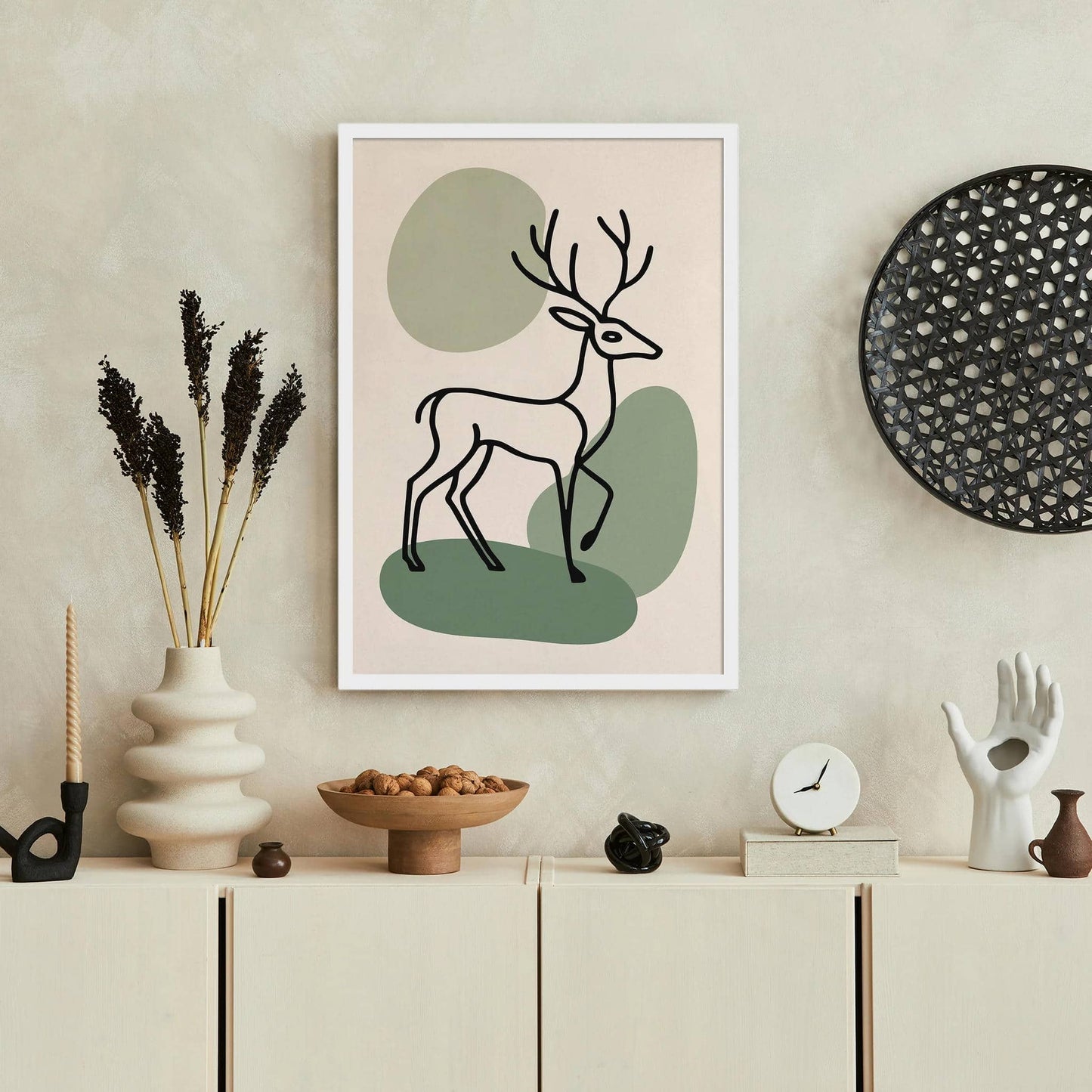 Deer Line Art Print – Aesthetic Woodland Wall Decor