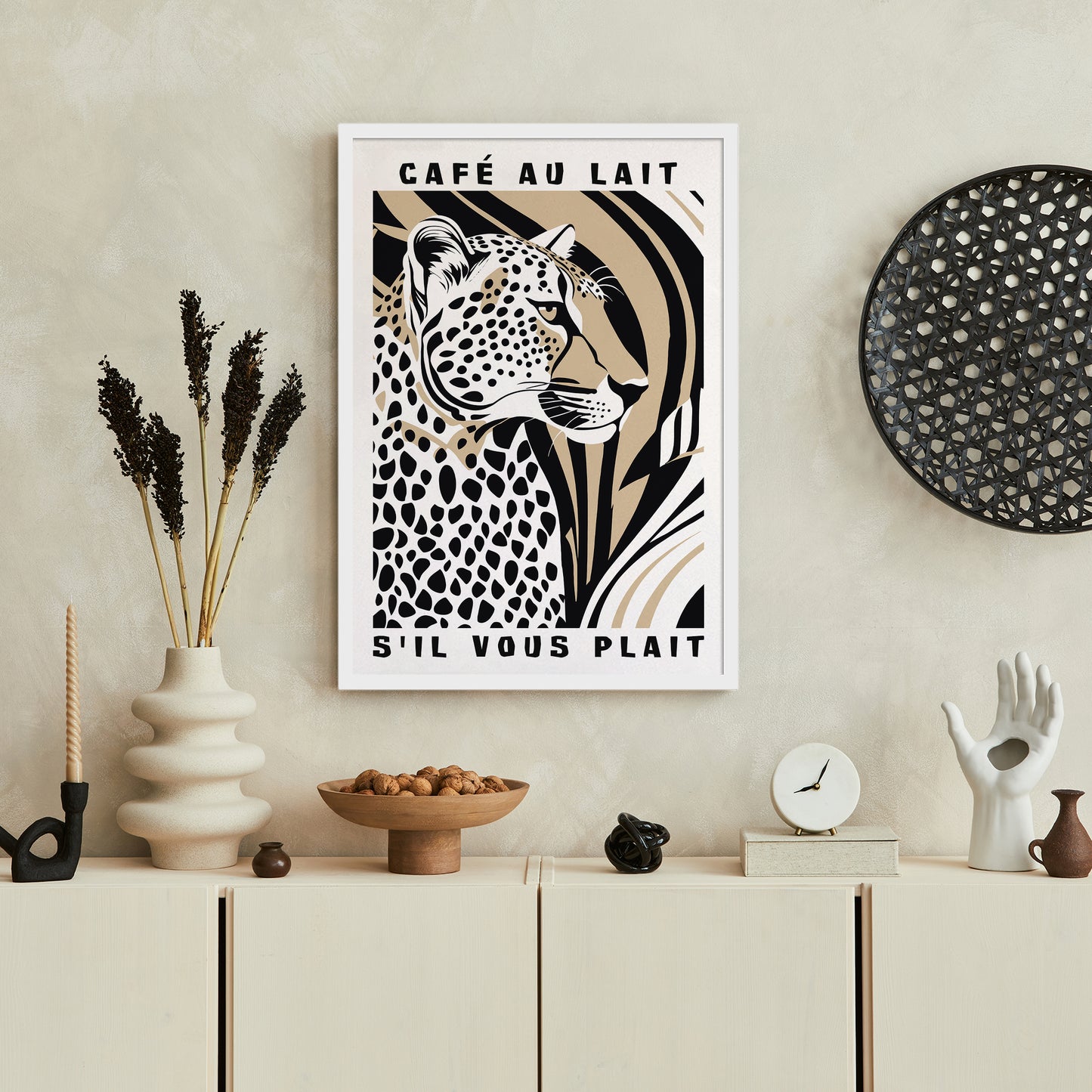 'Café au lait s'il vous plaît' Kitchen Art Print