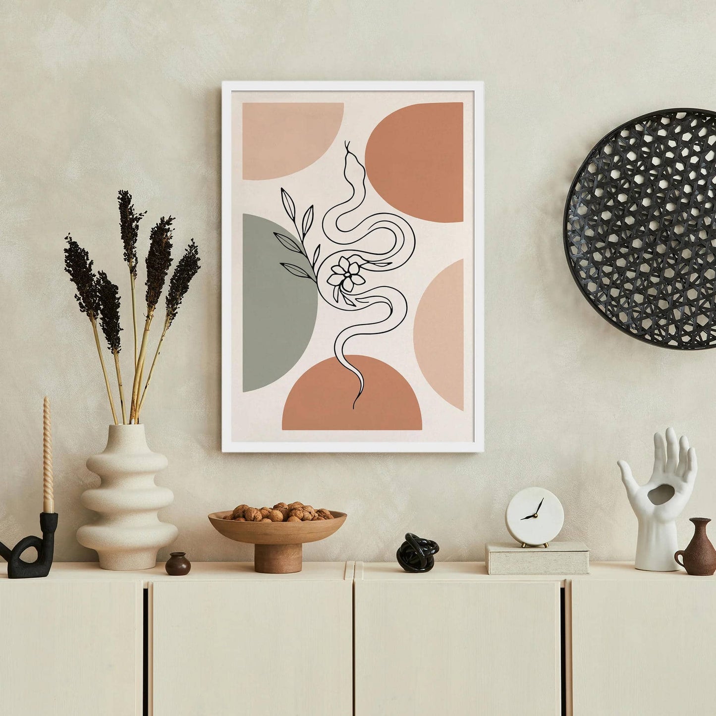 Minimal Boho Snake Print – Line Art Decor