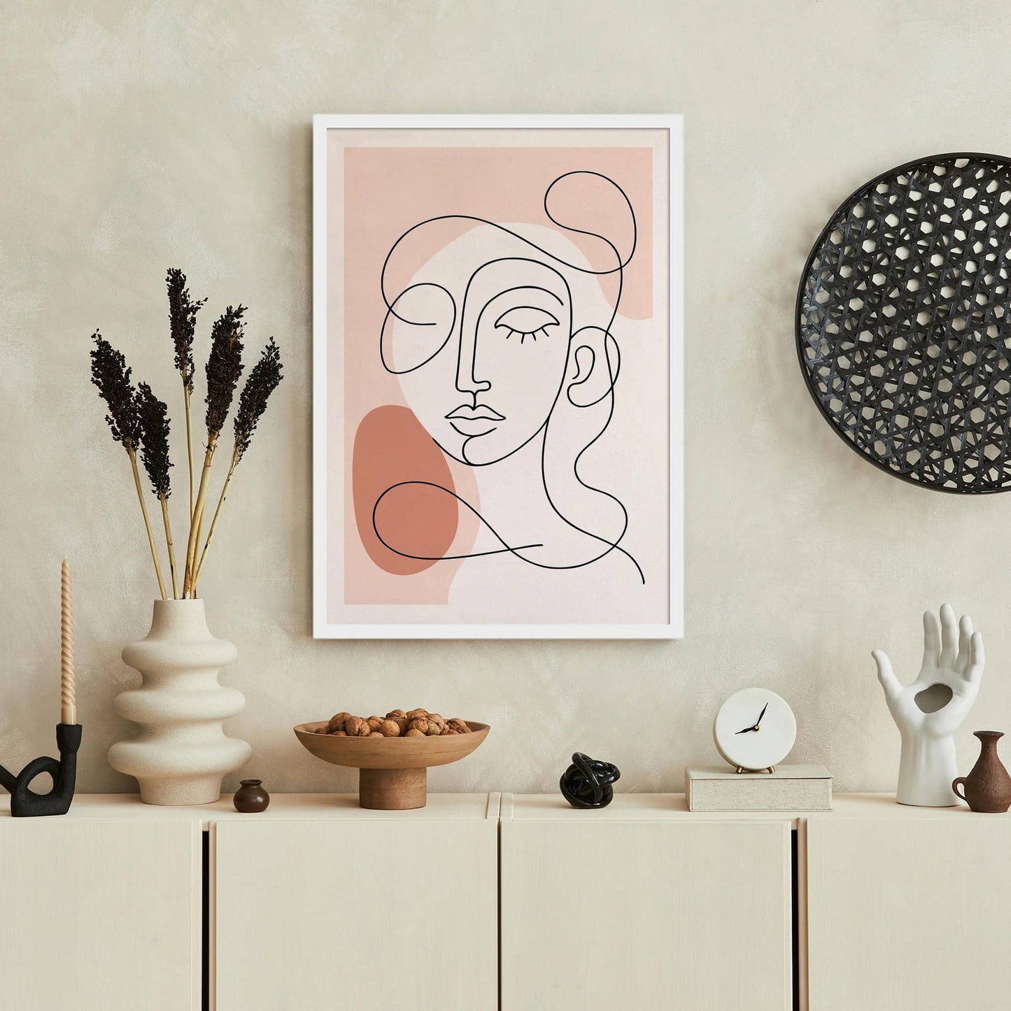 Minimalist Line Art Woman Face Print