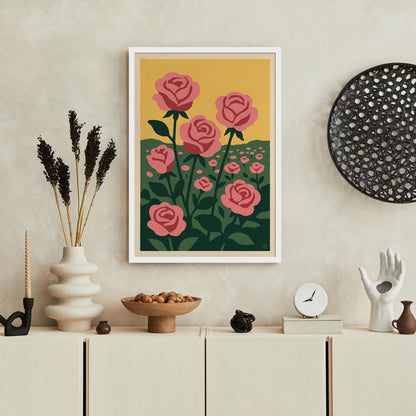 Pink Roses Garden Poster