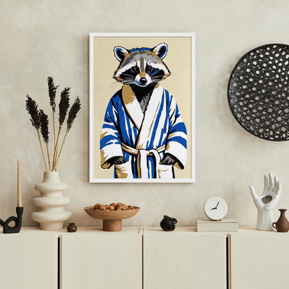 Raccoon Japanese Robe Wall Print