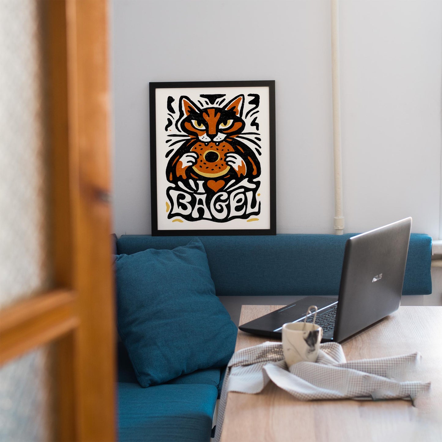 Bagel Cat Poster Print