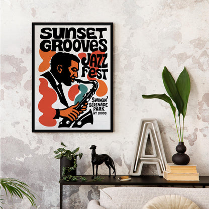 Sunset Grooves Jazz Poster