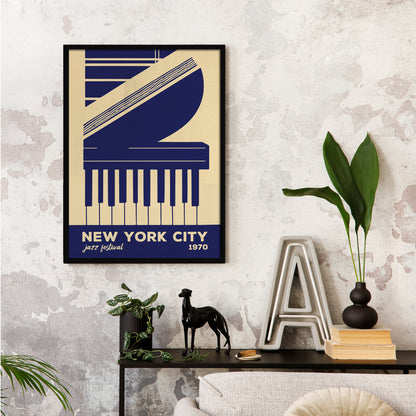 NYC Jazz Festival 1970 Blue Poster