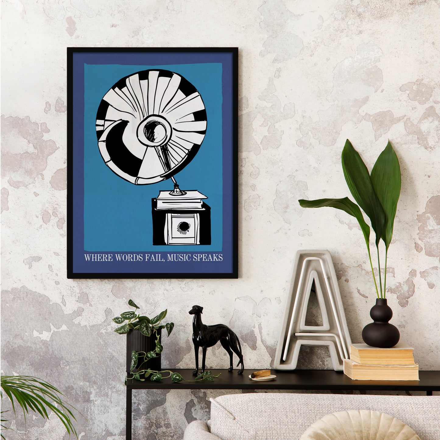 Music Quote Art Print - Gramophone Poster