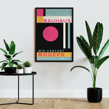 Bauhaus Modern Geometric Pink Art Print