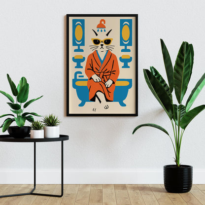 Cool Cat Bath Poster