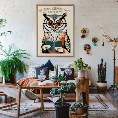 1999 Library Week Owl Art Print