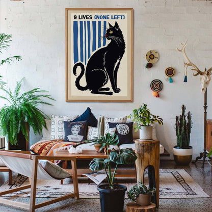 Nine Lives Cat Poster Print