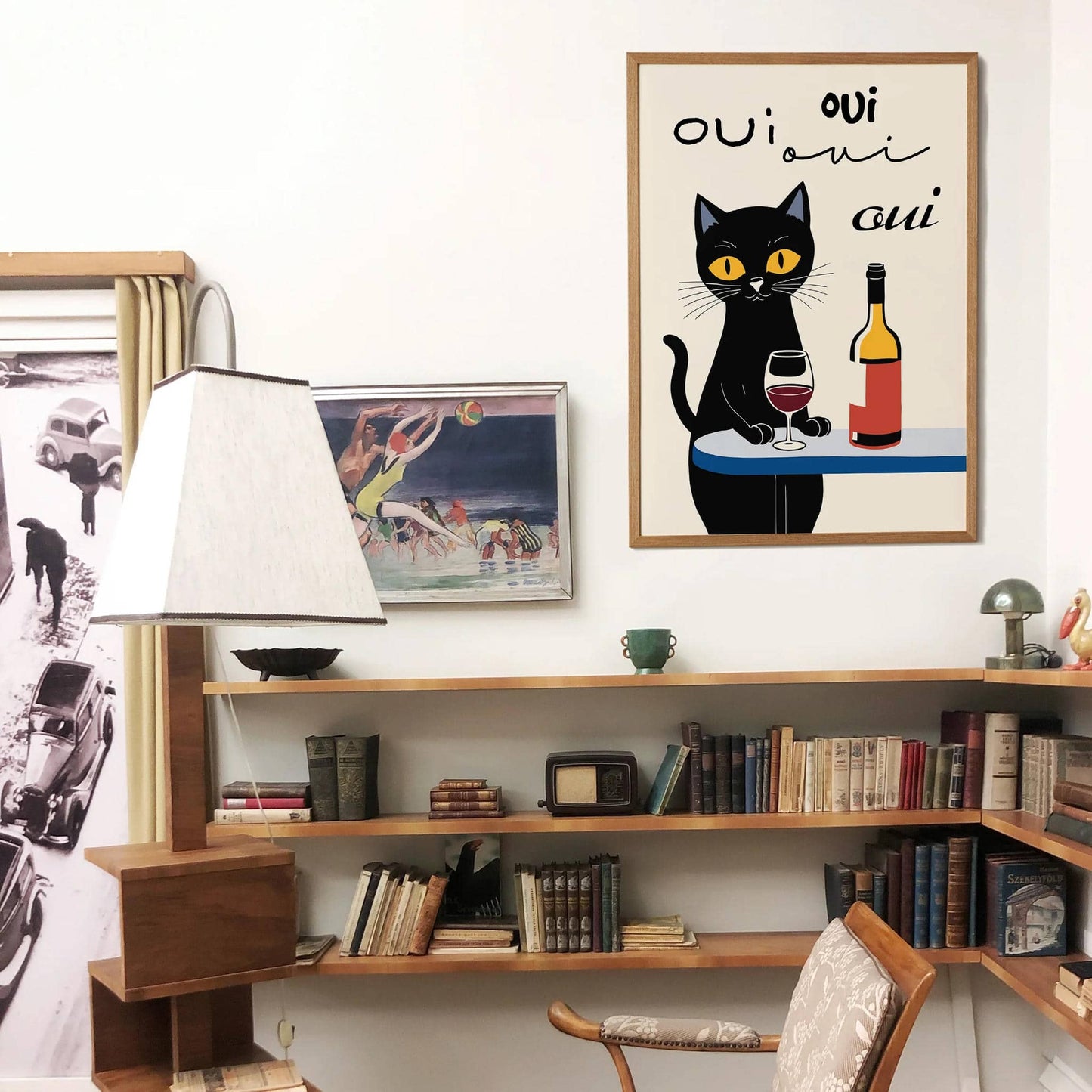 Oui French Wine Cat Art Print