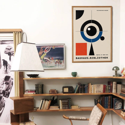 Bauhaus Library Vintage Geometric Poster