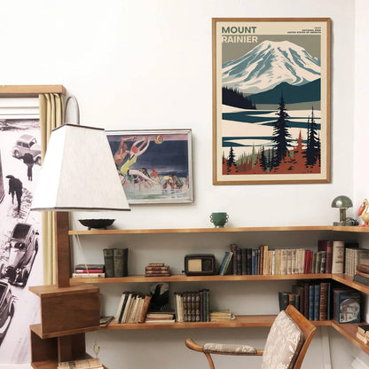 Mount Rainier National Park Retro Poster