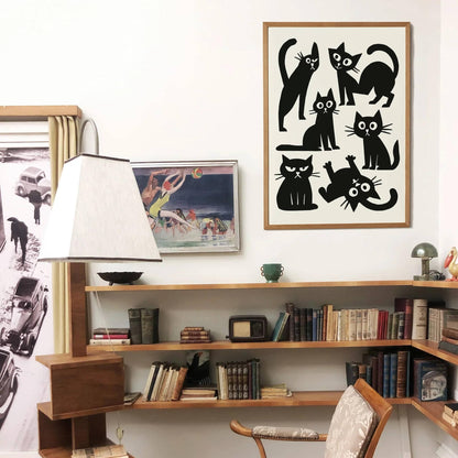 Black & White Funny Cats Print – Modern Wall Decor