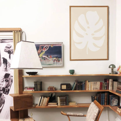 White Monstera Leaf Art Print – Minimal Botanical Wall Decor