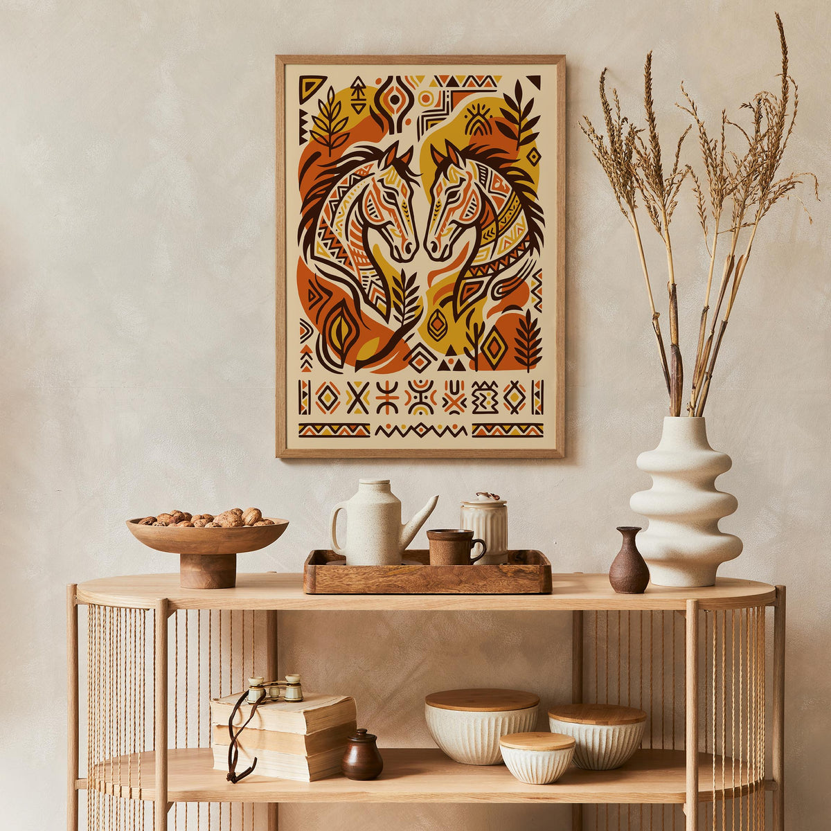 Afrohemian Horse Portrait Art Poster