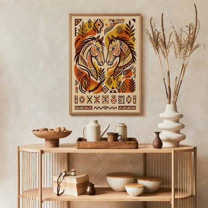 Afrohemian Horse Portrait Art Poster