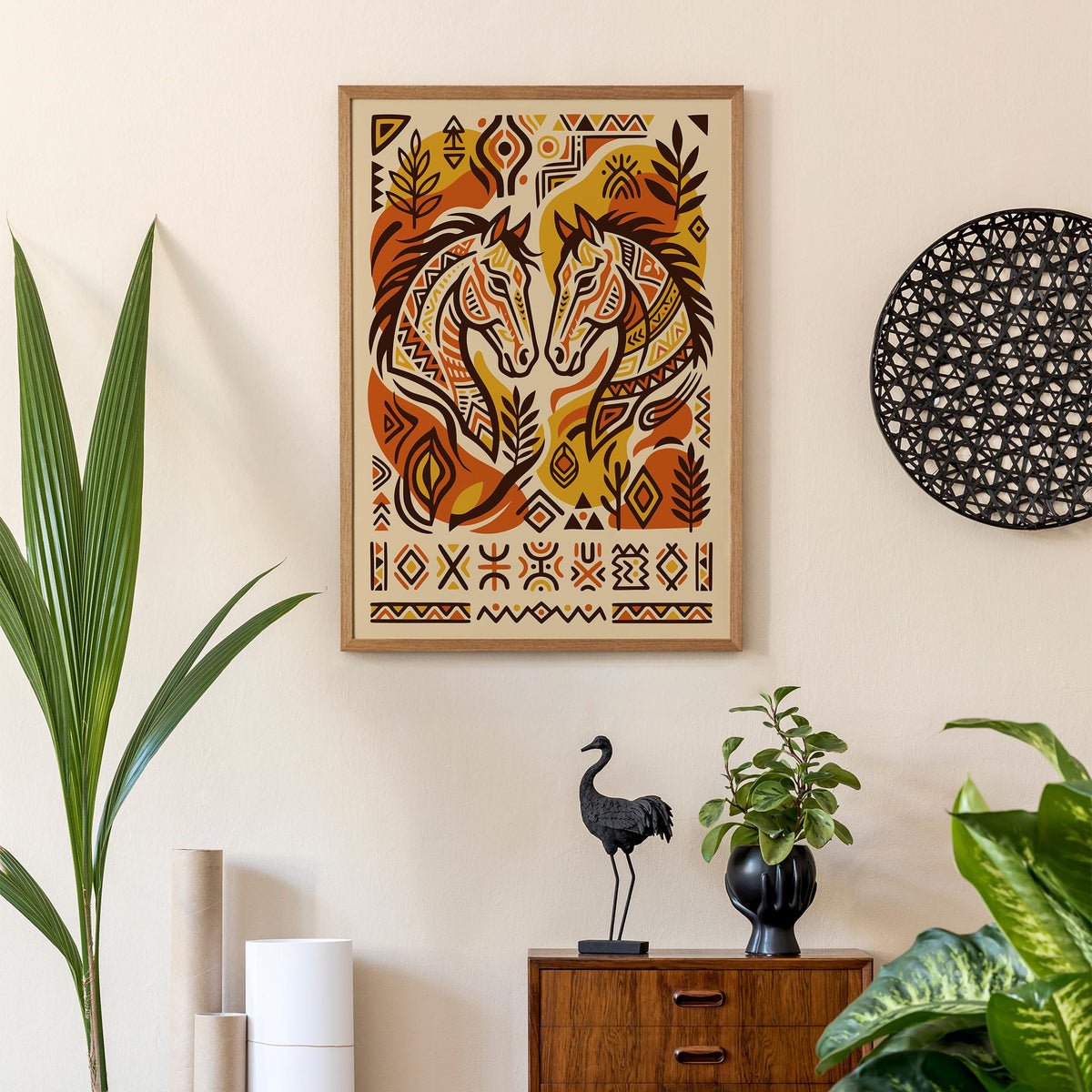 Afrohemian Horse Portrait Art Poster