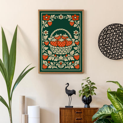 Strawberry Farmhouse Kitchen Art Poster