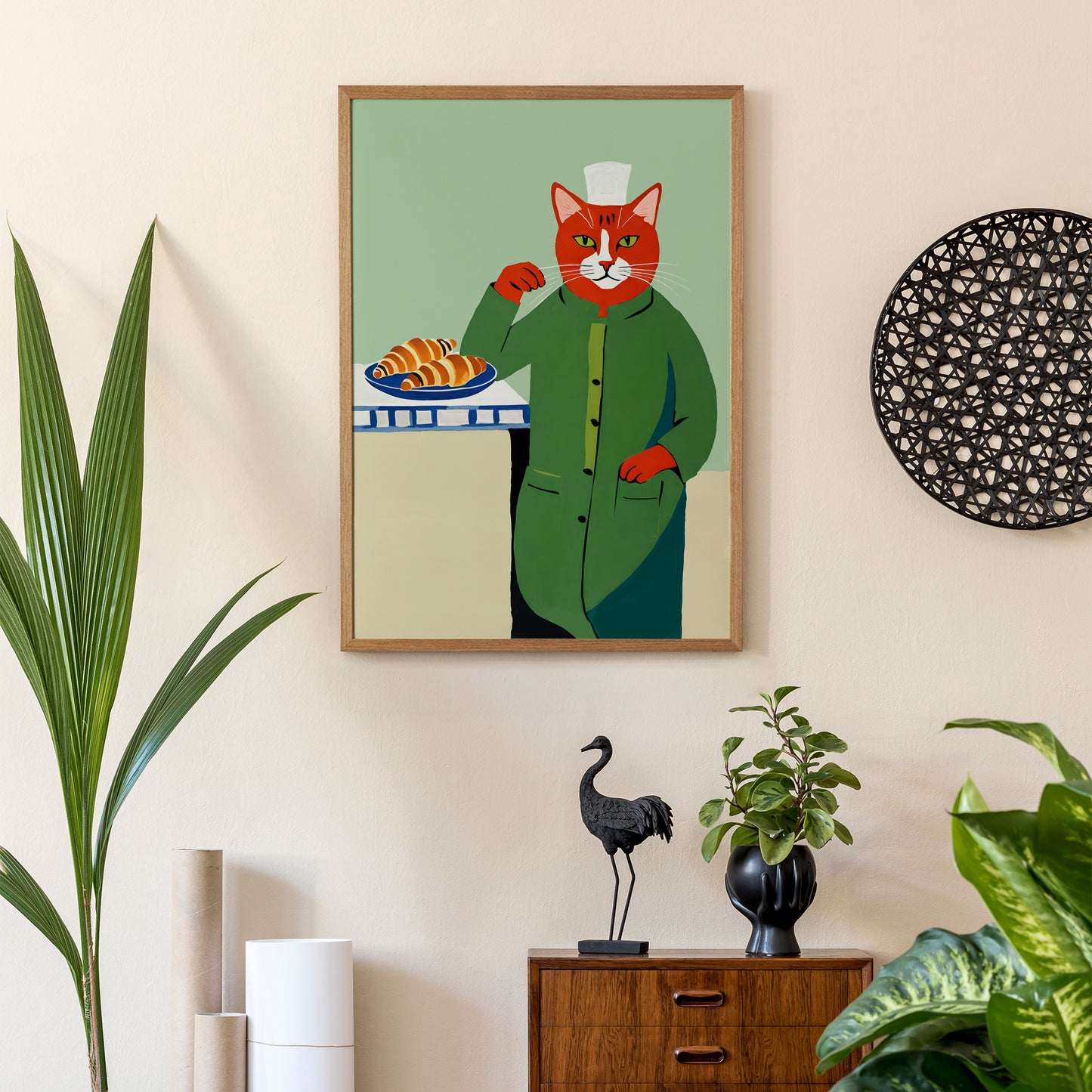 Cat Croissants Retro Prints