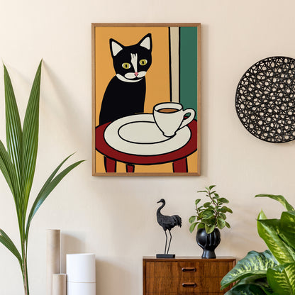 Coffee Cat Barista Wall Art Print