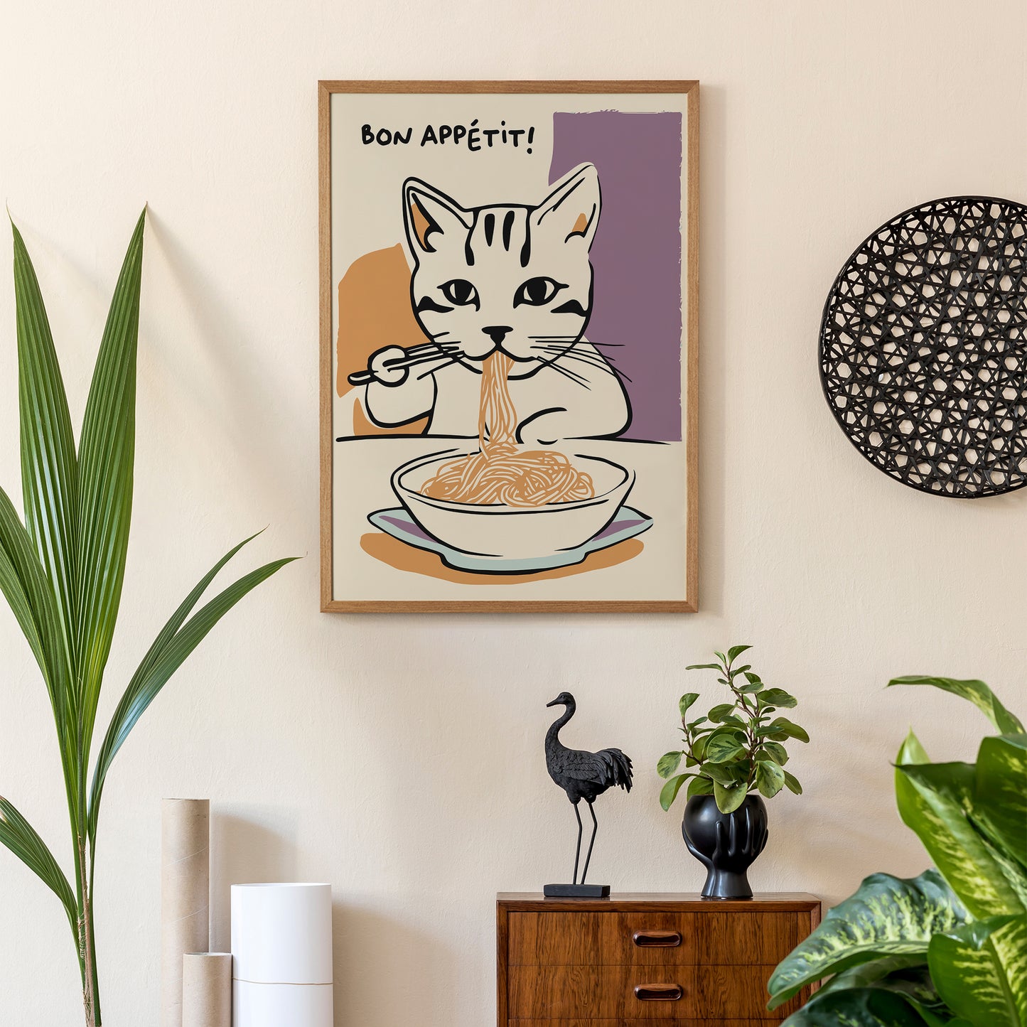 Bon Appetit Cat Noodle Lover Print