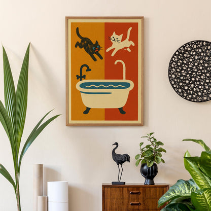 Playful Cats Bath Poster