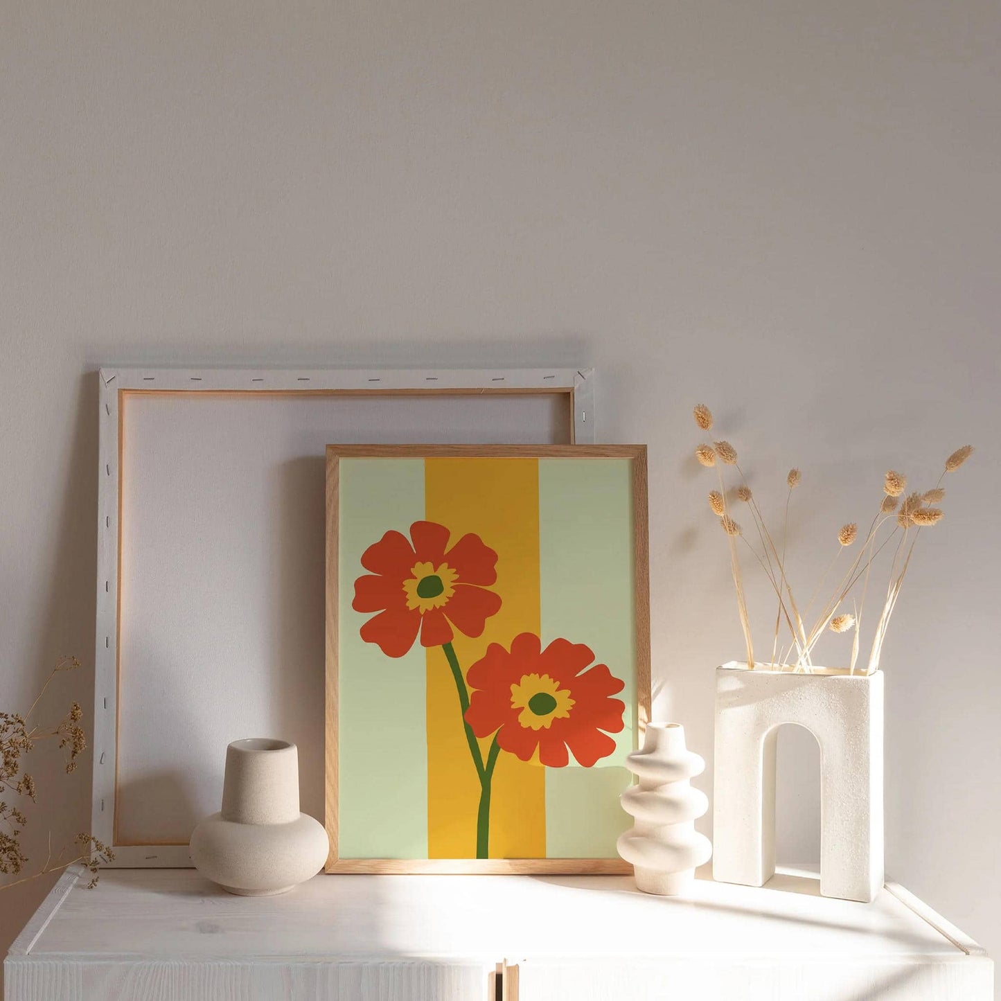 Lime Cream Flowers Art Print