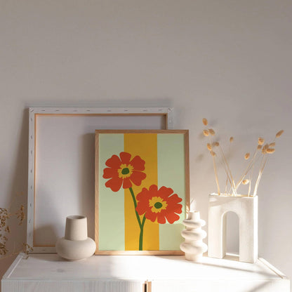 Lime Cream Flowers Art Print