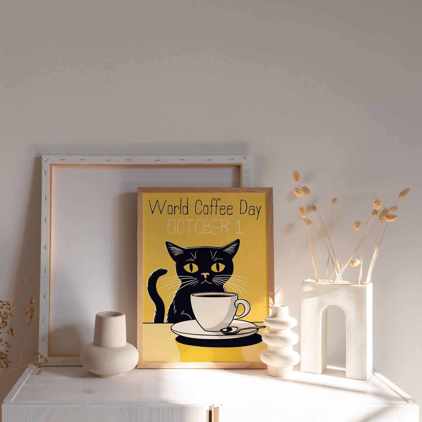 World Coffee Day Cat Poster Print