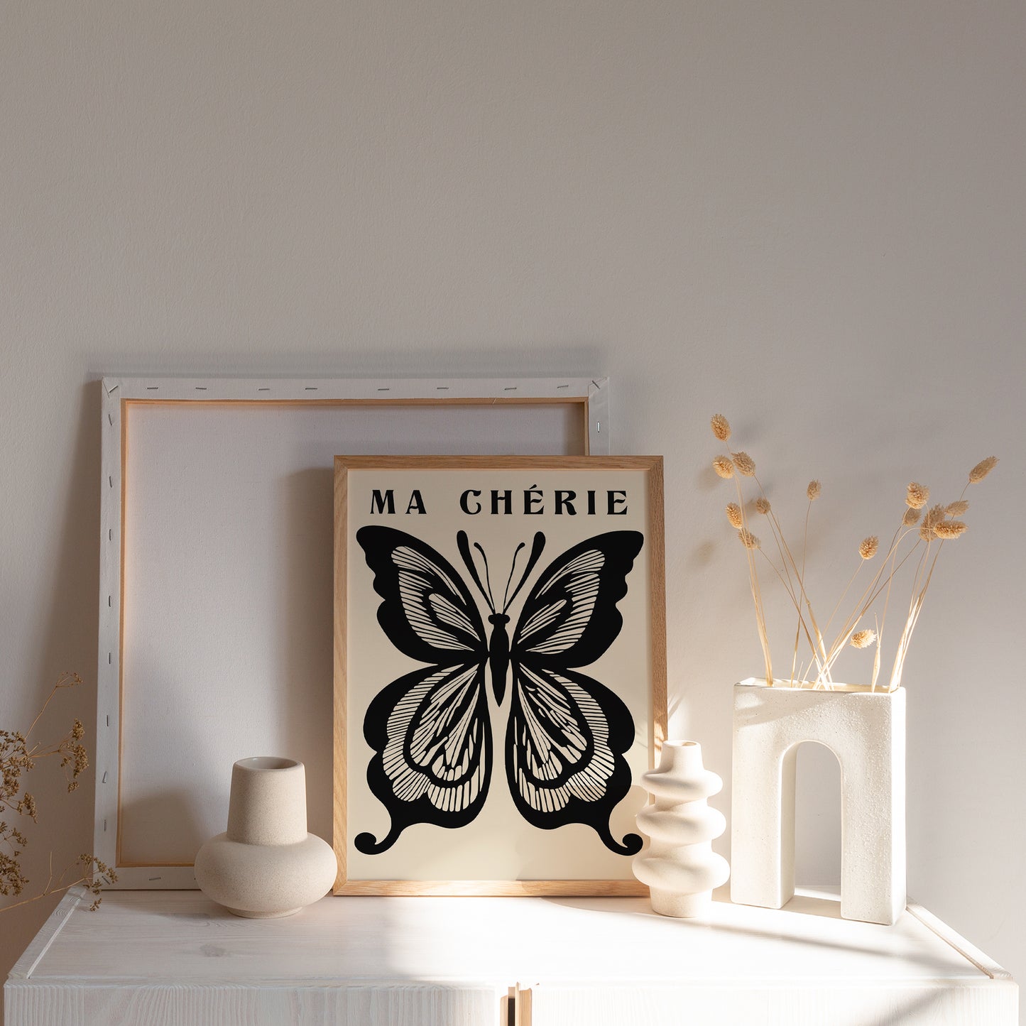 Ma Cherie Retro Black Butterfly Print