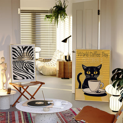 World Coffee Day Cat Poster Print