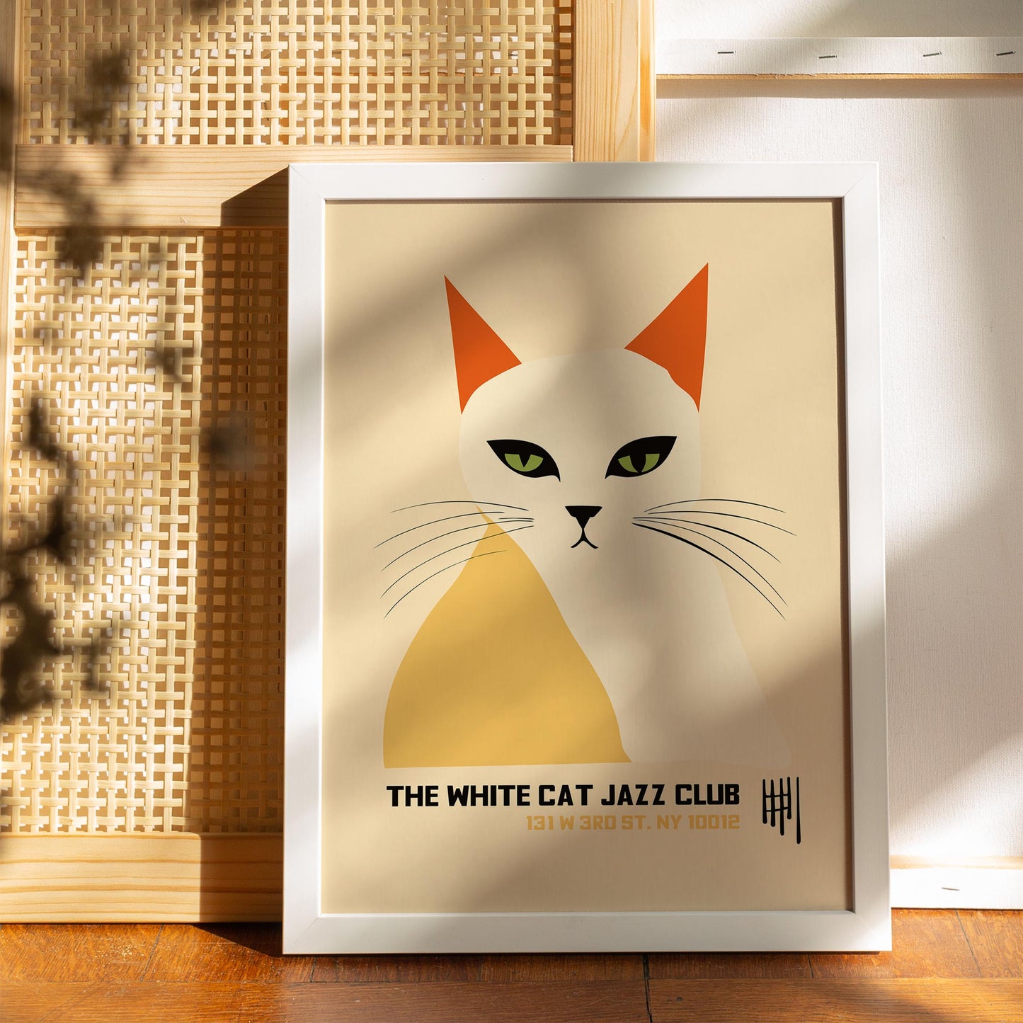 Retro Cat Music Wall Art Print