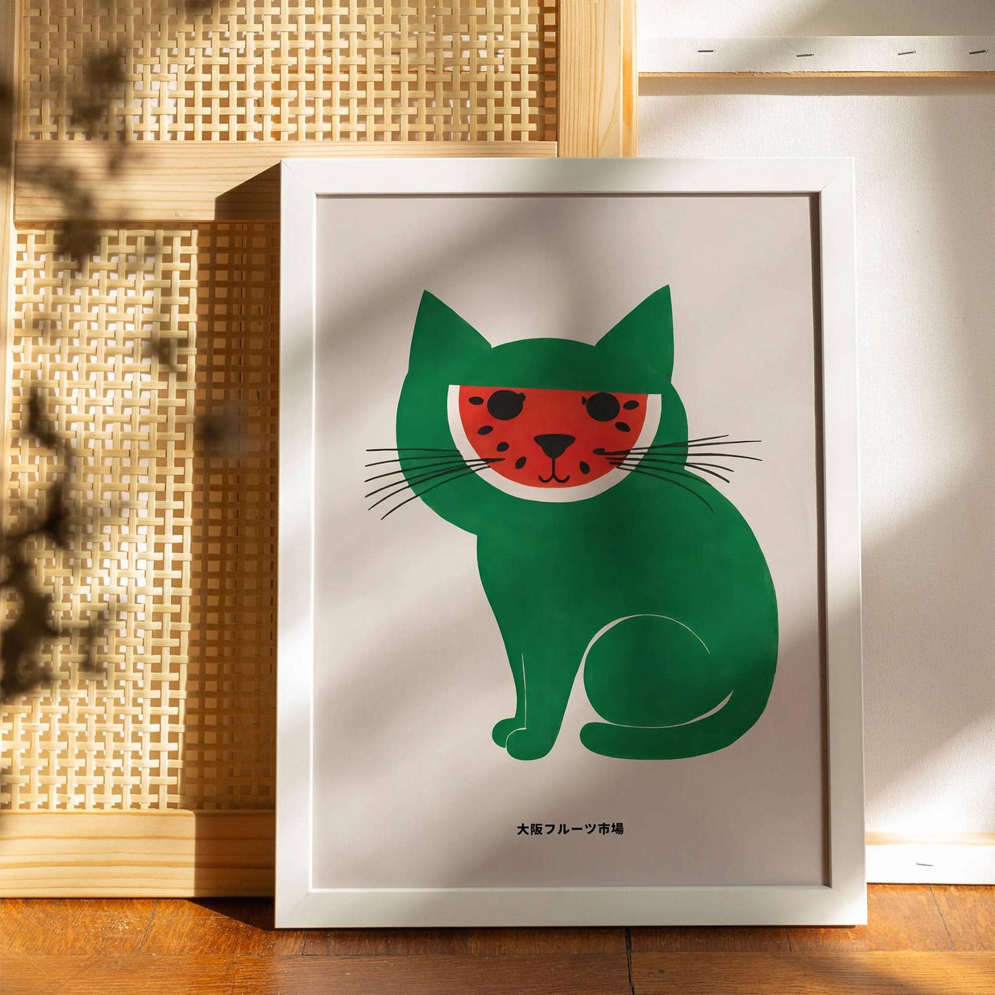 Japanese Watermelon Cat - Osaka Fruit Market - Poster Print
