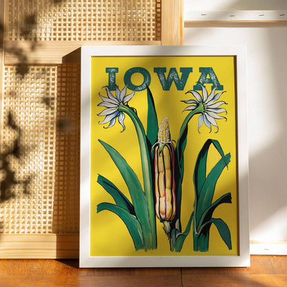 Iowa - Retro Travel Corn Poster