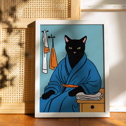 Bathroom Cat Wall Art Print