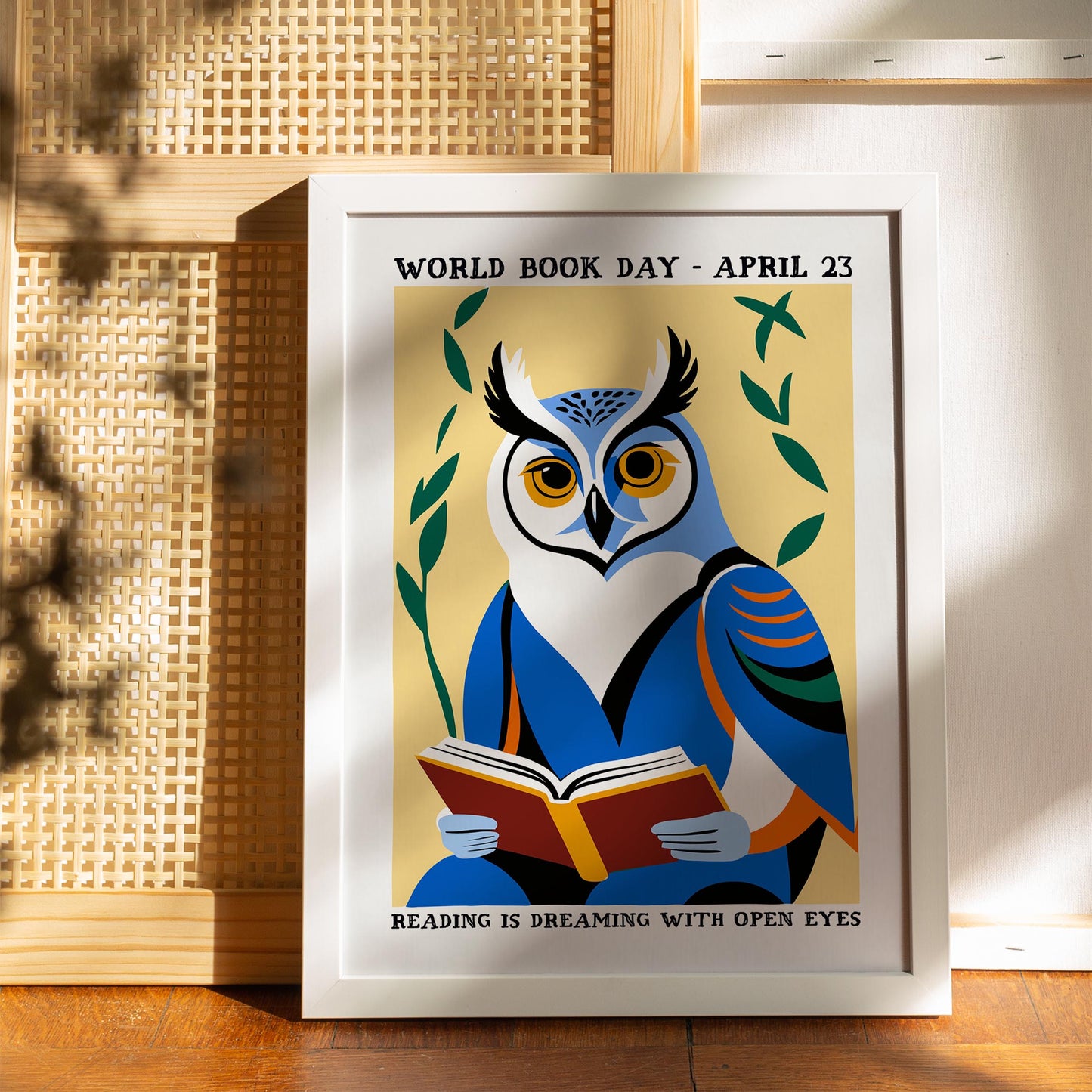 World Book Day Reading Owl Poster Print
