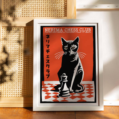 Tokyo Chess Cat – Bold Wall Art Print