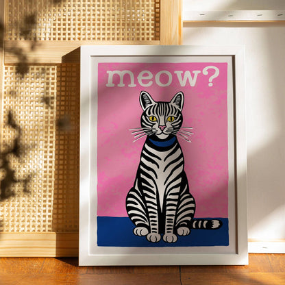 Cute Zebra Cat Meow Poster