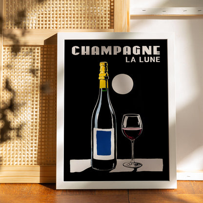Champagne La Lune Moonlight Art Print