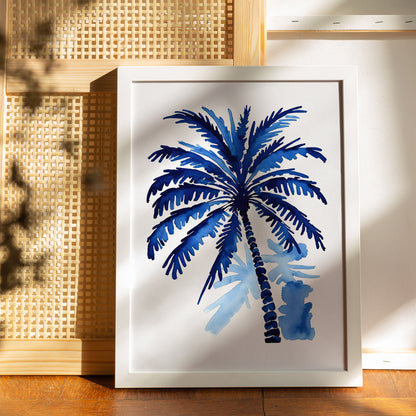 Blue Palm Tree Painting Art Print 2024