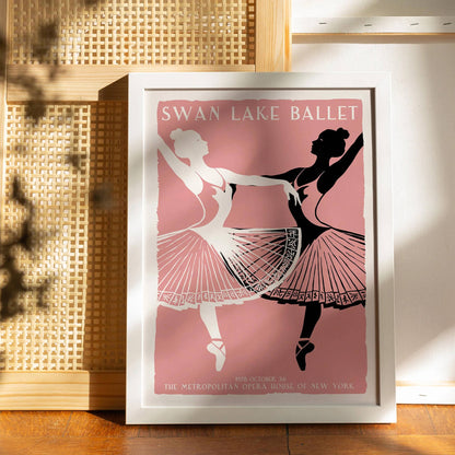 Swan Lake Ballet Retro Poster Print