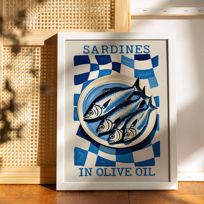Sardines in Olive Oil Retro Poster