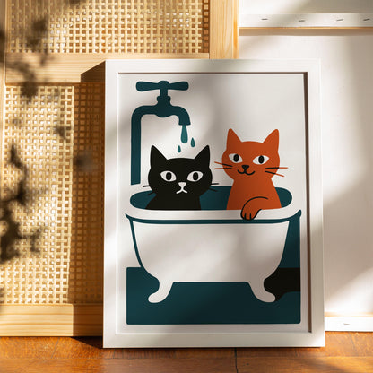 Bath Time Cats Poster Print