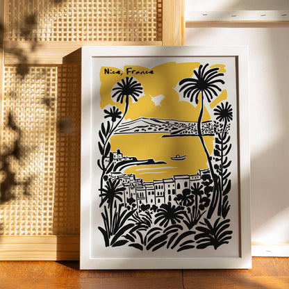 Yellow Nice France Travel Poster