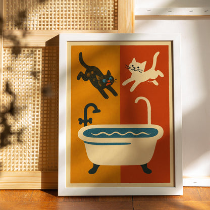 Playful Cats Bath Poster