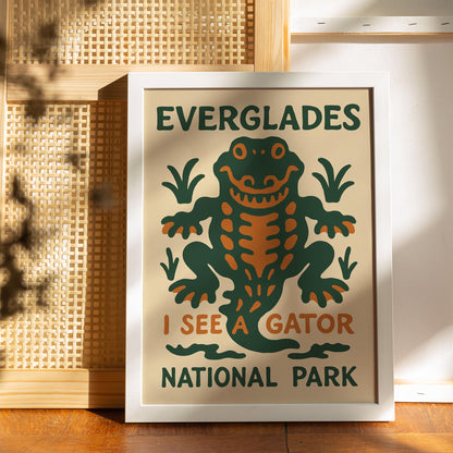 Everglades Gator Retro Poster