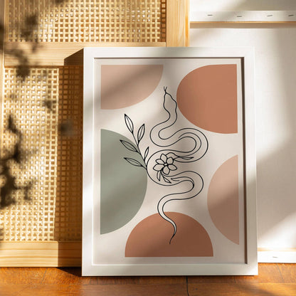 Minimal Boho Snake Print – Line Art Decor