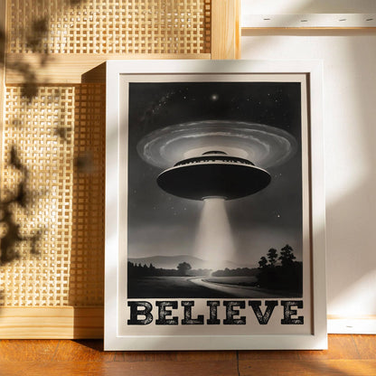 BELIEVE - Retro UFO Poster