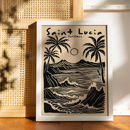 Saint Lucia Caribbean Tropical Black Poster